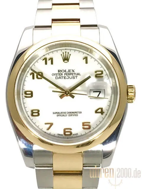 Rolex Datejust 36 Edelstahl Gelbgold 116203 Weiß aus 2008
