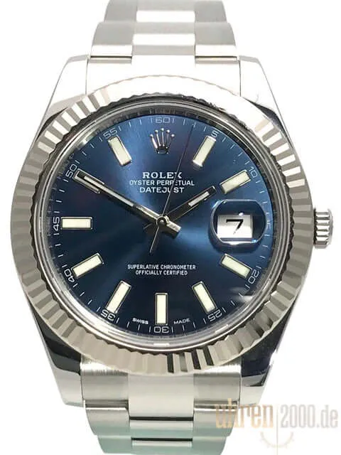 Rolex Datejust II 41 Edelstahl Weißgold 116334 Blau gebraucht aus 2017