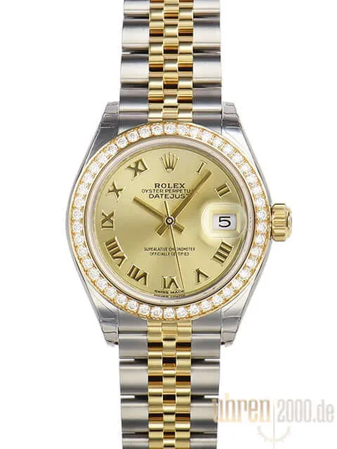 Rolex Datejust 28 Stahl Gold 279383RBR Champagner Römisch Jubile-Band