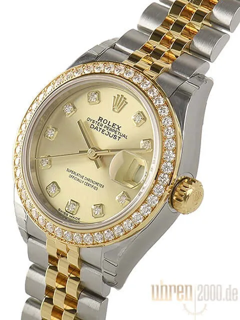 Rolex Datejust 28 Stahl Gold 279383RBR Champagner Diamant Jubile-Band