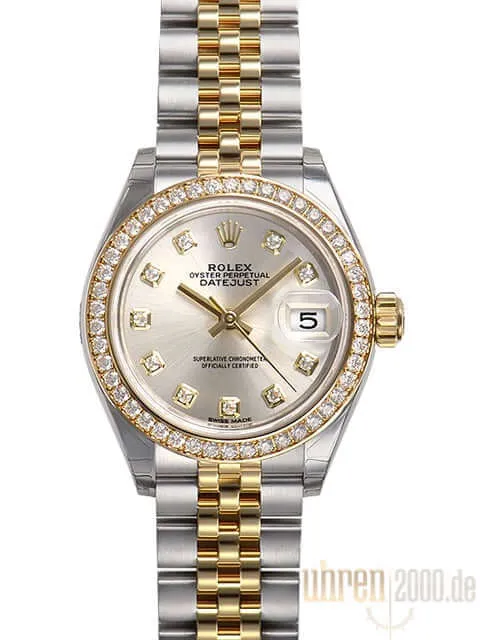 Rolex Datejust 28 Stahl Gold 279383RBR Silber Diamant Jubile-Band