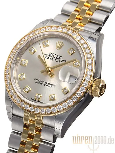 Rolex Datejust 28 Stahl Gold 279383RBR Silber Diamant Jubile-Band