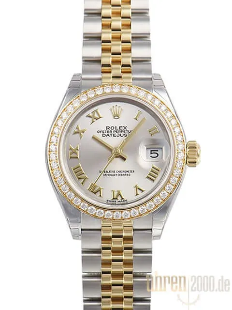 Rolex Datejust 28 Stahl Gold 279383RBR Silber Römisch Jubile-Band