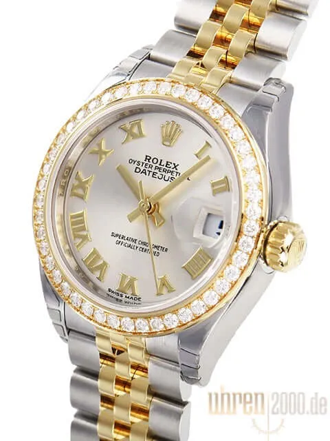 Rolex Datejust 28 Stahl Gold 279383RBR Silber Römisch Jubile-Band