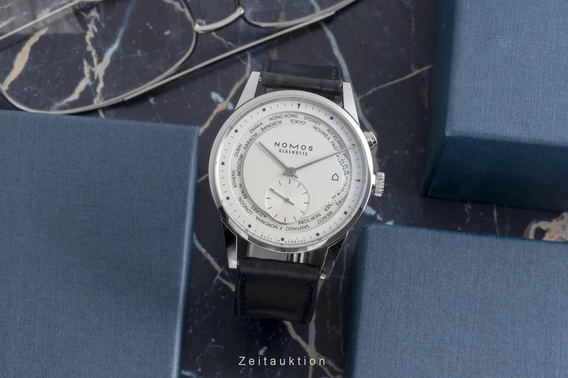 Nomos Zürich Weltzeituhr steel automatic men's watch 805 LP: 4820EUR [2504553]