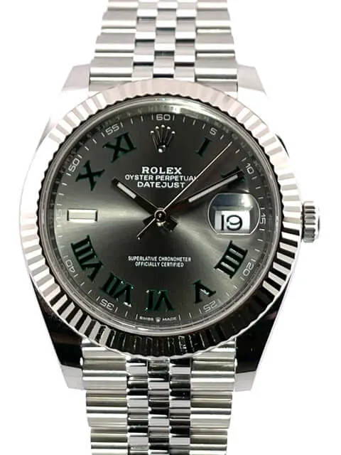 Rolex Datejust 41 Edelstahl Weißgold 126334 Rhodium Römisch Jubile-Band