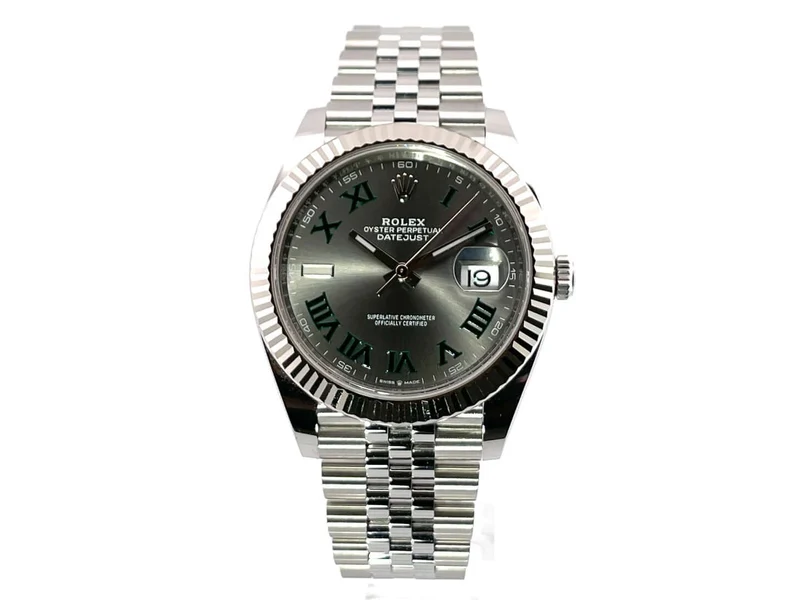 Rolex Datejust 41 Edelstahl Weißgold 126334 Rhodium Römisch Jubile-Band