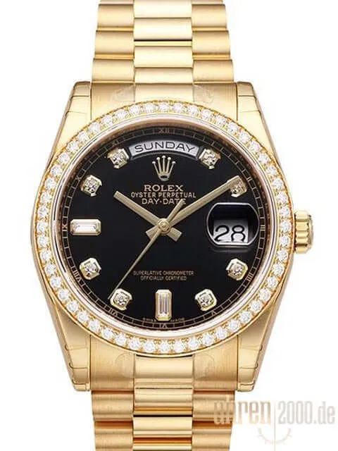 Rolex Day-Date 36 Gelbgold 118348 Schwarz Diamant