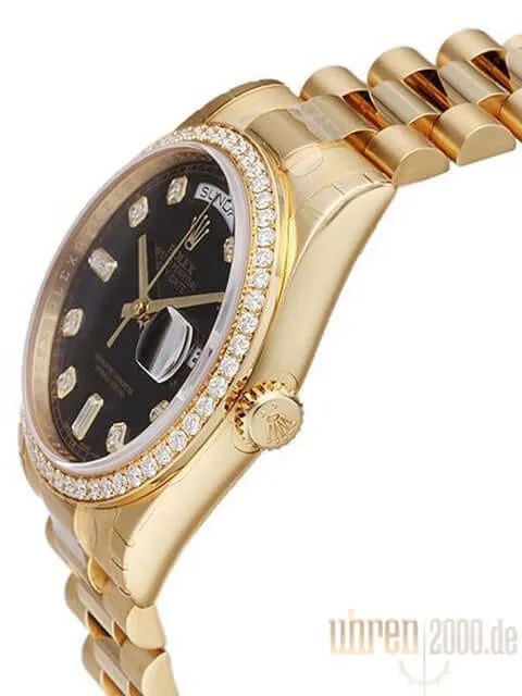 Rolex Day-Date 36 Gelbgold 118348 Schwarz Diamant