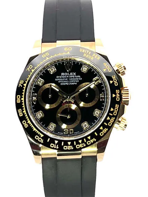 Rolex Daytona 116518LN Gelbgold Oysterflex Schwarz Diamant