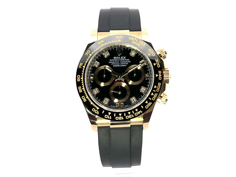 Rolex Daytona 116518LN Gelbgold Oysterflex Schwarz Diamant
