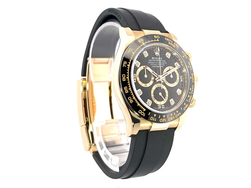 Rolex Daytona 116518LN Gelbgold Oysterflex Schwarz Diamant
