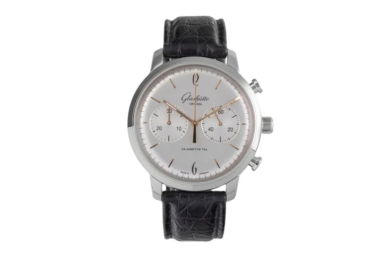 Glashütte Sixties chronograph steel automatic men's watch 1-39-34-03-22-04 LP: 8800EUR [2503849]