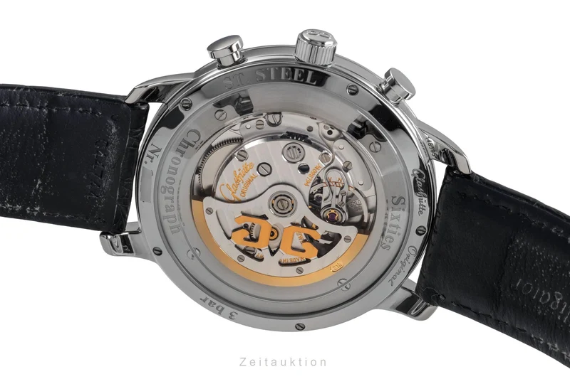 Glashütte Sixties chronograph steel automatic men's watch 1-39-34-03-22-04 LP: 8800EUR [2503849]