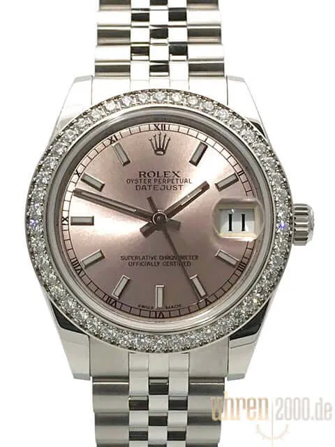 Rolex Datejust 31 Weißgold Diamant Lünette 178384 Pink Jubile-Band