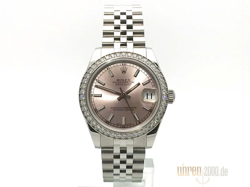 Rolex Datejust 31 Weißgold Diamant Lünette 178384 Pink Jubile-Band