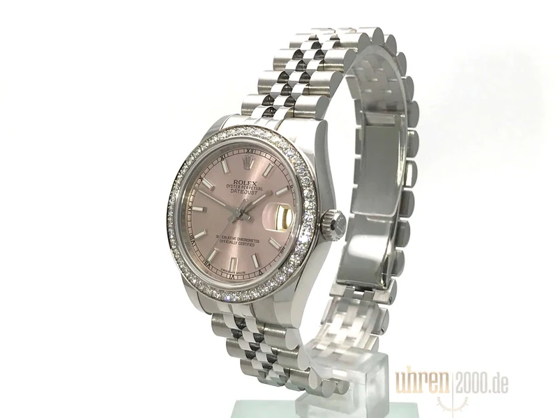 Rolex Datejust 31 Weißgold Diamant Lünette 178384 Pink Jubile-Band