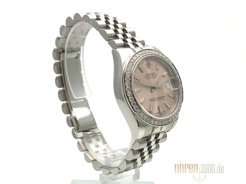 Rolex Datejust 31 Weißgold Diamant Lünette 178384 Pink Jubile-Band