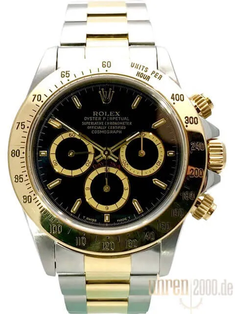 Rolex Daytona 40 Edelstahl Gelbgold 16523 Schwarz aus 1996 T-Serie