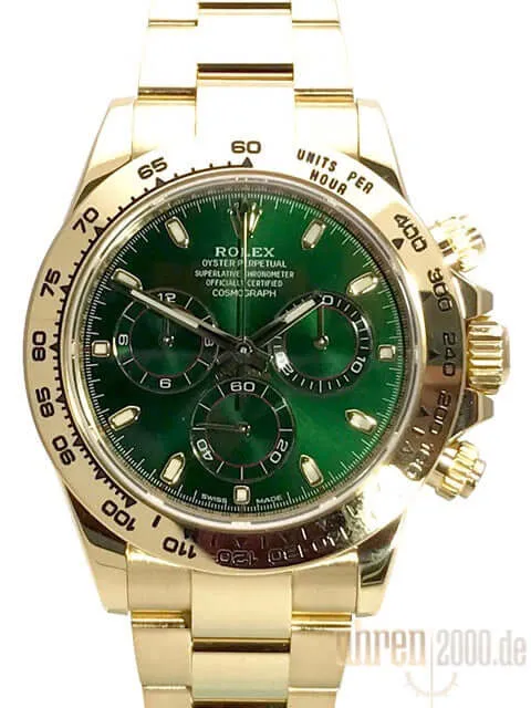 Rolex Cosmograph Daytona Gelbgold 116508 Grün aus 2017 LC100