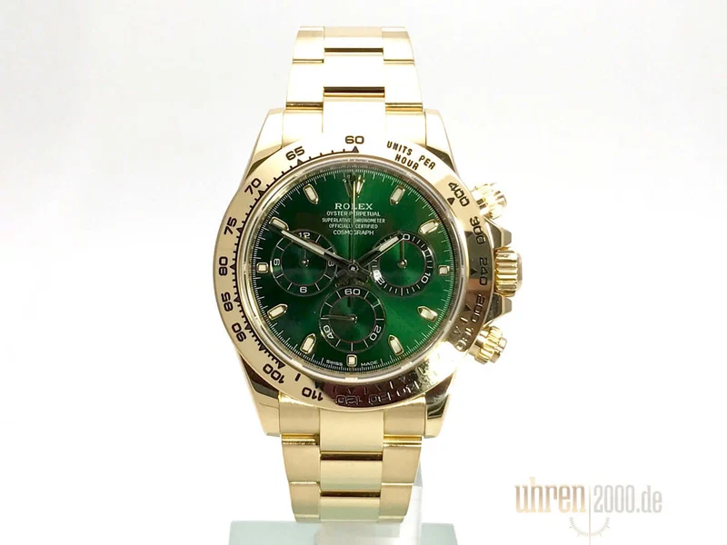 Rolex Cosmograph Daytona Gelbgold 116508 Grün aus 2017 LC100