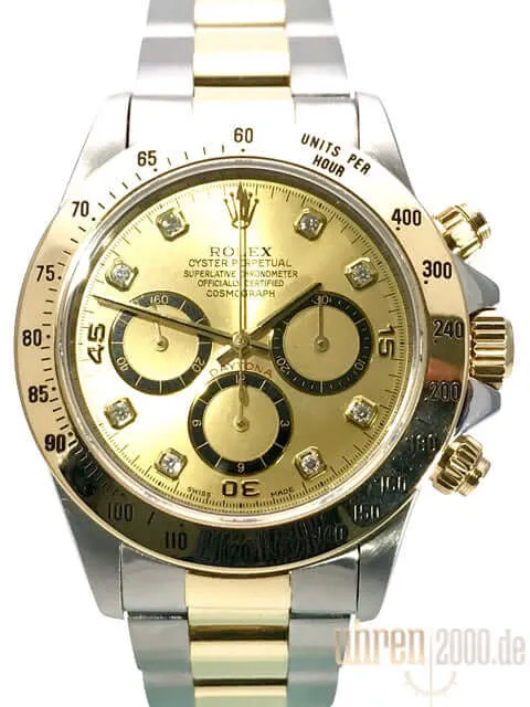 Rolex Daytona 40 Edelstahl Gelbgold 16523 Champagner Diamant aus 1994
