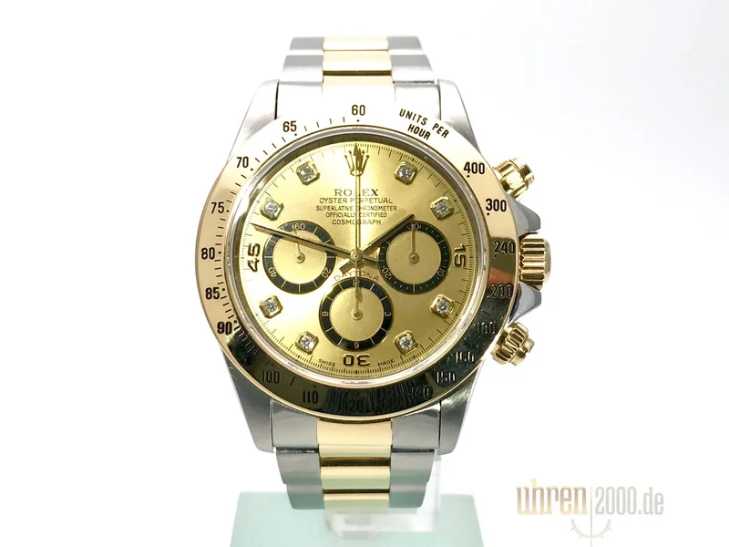 Rolex Daytona 40 Edelstahl Gelbgold 16523 Champagner Diamant aus 1994