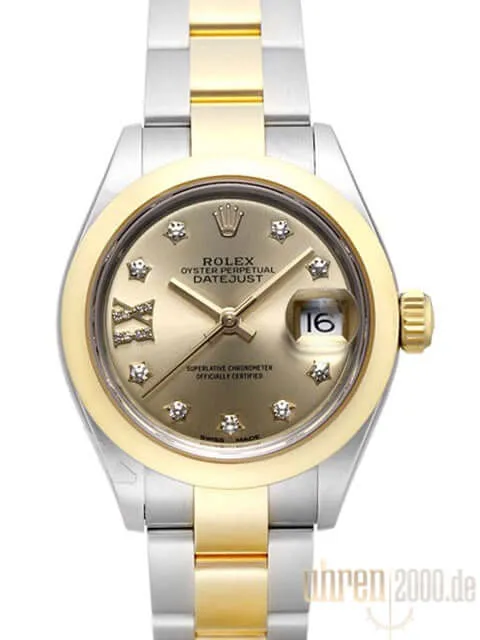 Rolex Datejust 28 Stahl Gold 279163 Champagner Römisch Diamant