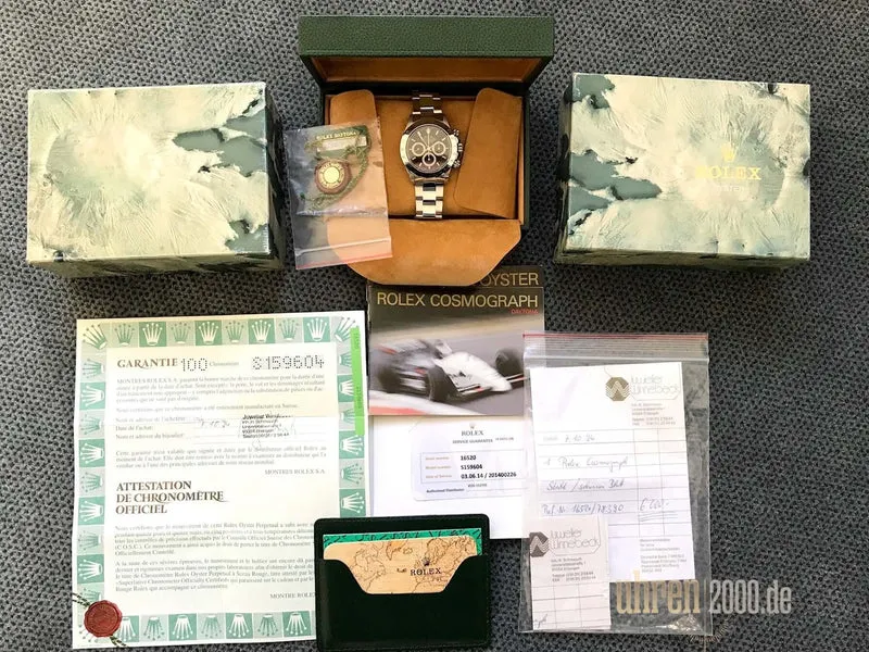 Rolex Daytona Edelstahl 16520 aus 1994 LC100 Mark IV Inverted 6 Full Set