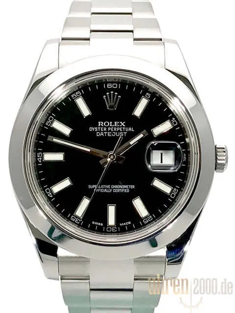Rolex Datejust II 41 Edelstahl 116300 Schwarz aus 2014