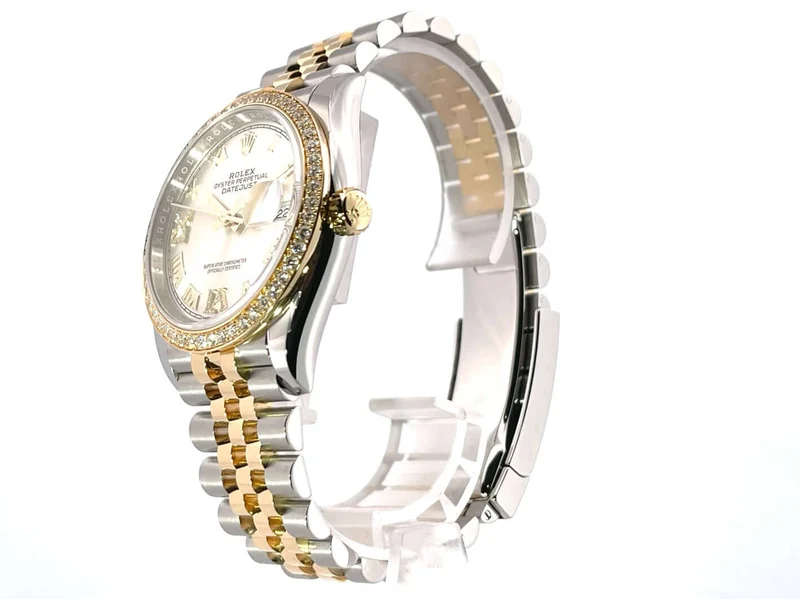 Rolex Datejust 36 126283RBR Diamantlünette Jubile-Band Silber Römisch Diamant