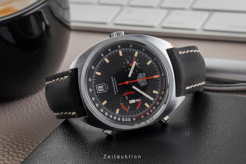 Heuer Monza chronograph chromed brass automatic men's watch 150.511 Vintage [2504491]
