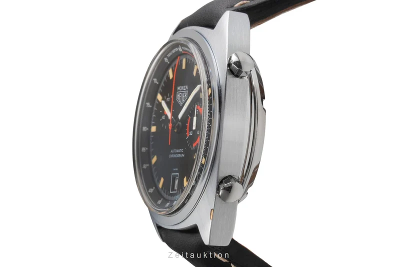 Heuer Monza chronograph chromed brass automatic men's watch 150.511 Vintage [2504491]