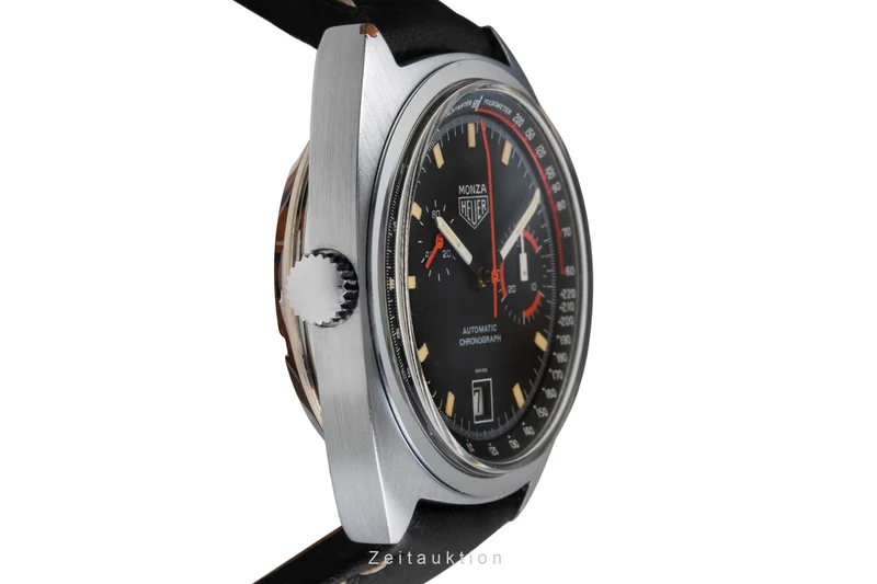 Heuer Monza chronograph chromed brass automatic men's watch 150.511 Vintage [2504491]