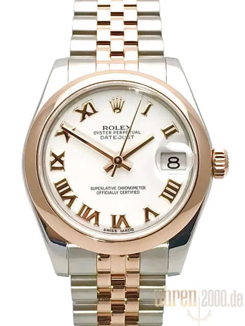 Rolex Datejust 31 Edelstahl Roségold 178241 Weiß Römisch aus 2015
