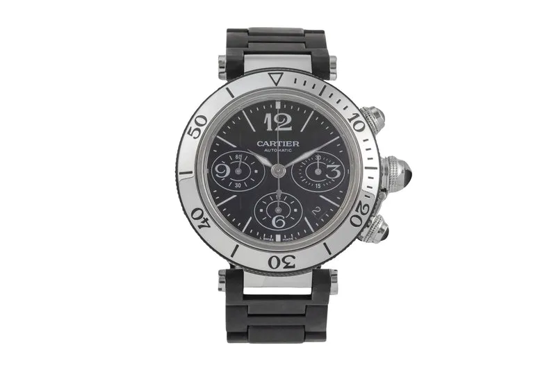 Cartier Pasha Seatimer chronograph steel automatic men's watch W31088U2 LP: 11100EUR [2503642]