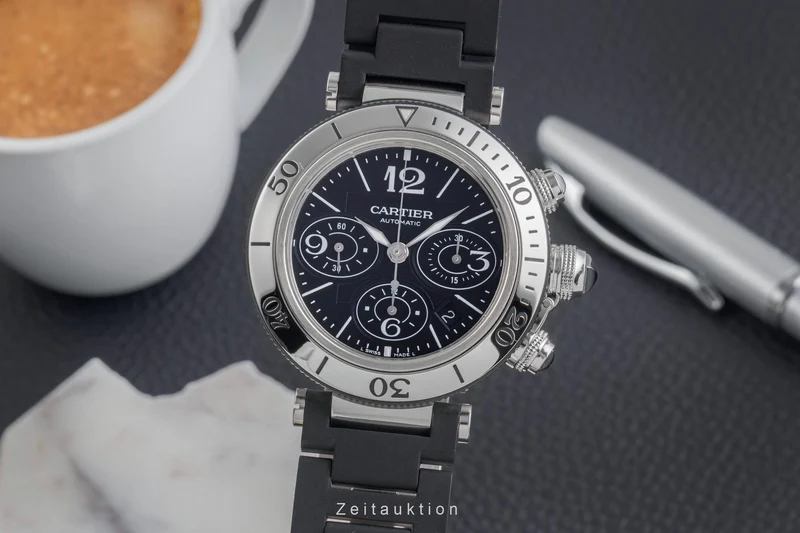 Cartier Pasha Seatimer chronograph steel automatic men's watch W31088U2 LP: 11100EUR [2503642]