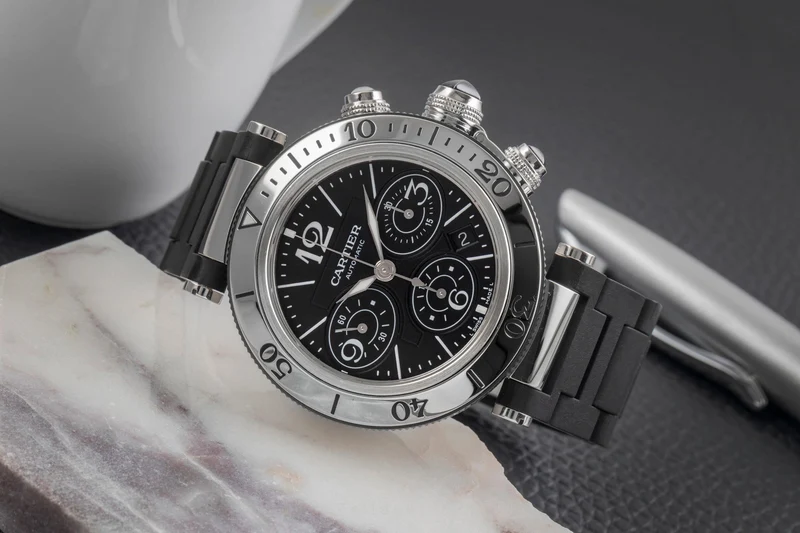 Cartier Pasha Seatimer chronograph steel automatic men's watch W31088U2 LP: 11100EUR [2503642]