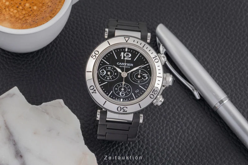 Cartier Pasha Seatimer chronograph steel automatic men's watch W31088U2 LP: 11100EUR [2503642]