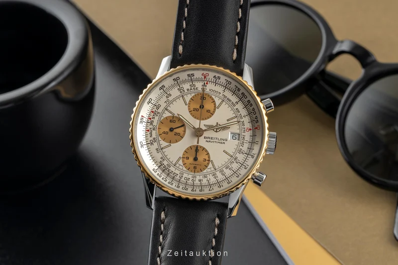 Breitling Old Navitimer chronograph gilt / steel automatic men's watch B13019 [2503416]