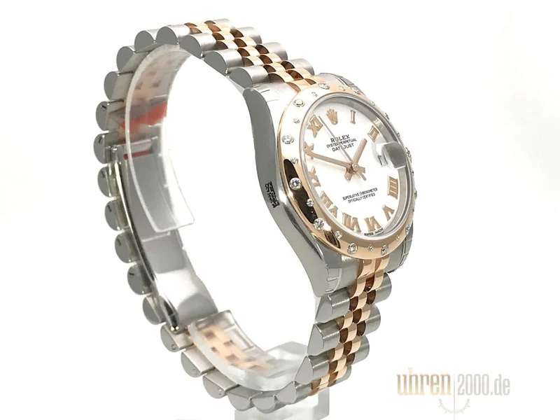 Rolex Datejust 31 Edelstahl Roségold Diamant Lünette 178341 Weiß R Jubile-Band