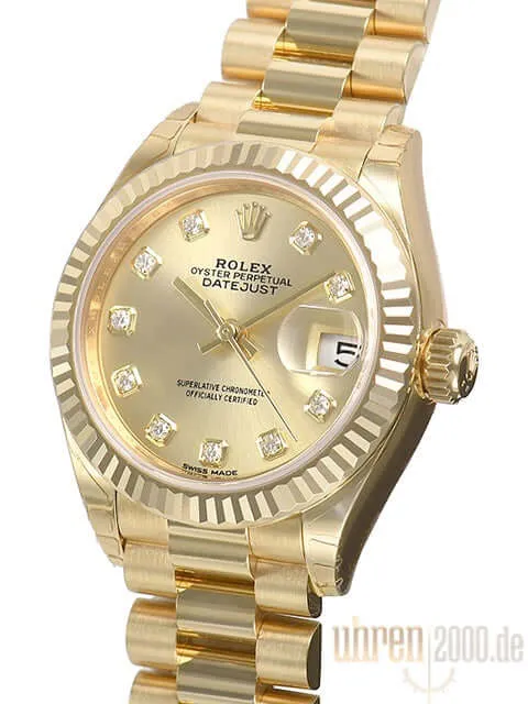Rolex Lady-Datejust 28 Gelbgold 279178 Champagner Diamant