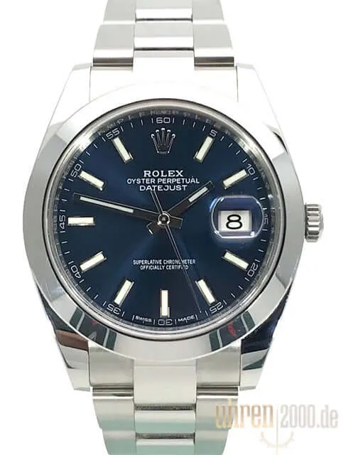 Rolex Datejust 41 Edelstahl 126300 Blau Index aus 2017