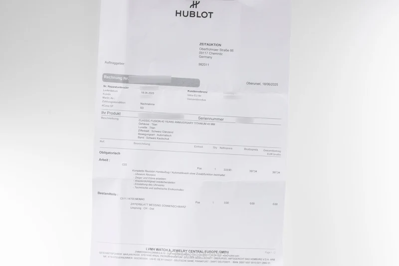 Hublot Classic Fusion titanium automatic men's watch 511.NX.1270.RX.MDM40 LP: 7900EUR Limited [2400203]