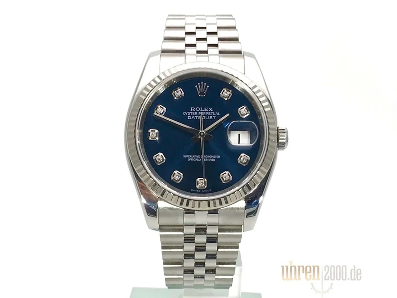 Rolex Datejust 36 116234 Blau Diamant Jubile-Band aus 2010
