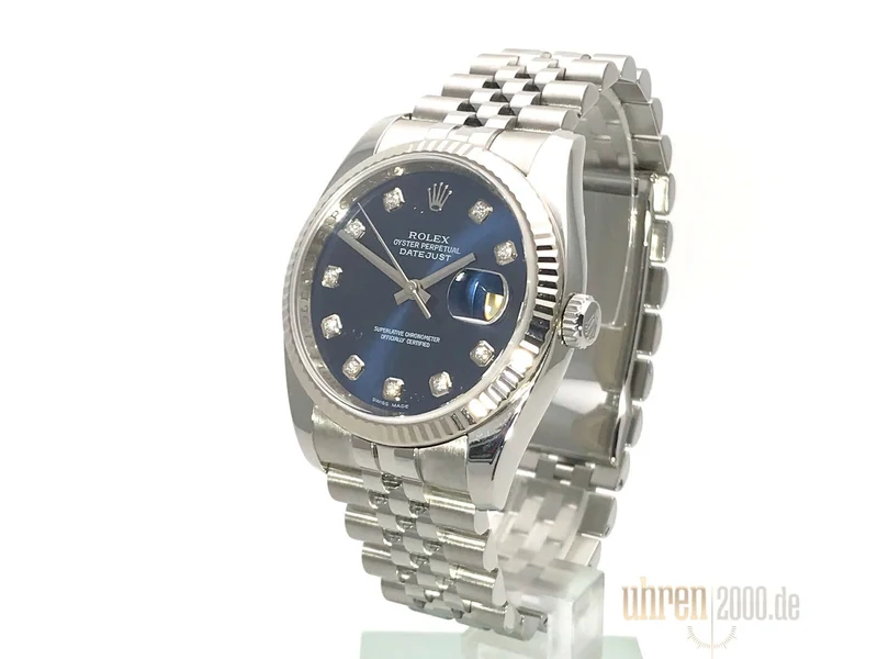 Rolex Datejust 36 116234 Blau Diamant Jubile-Band aus 2010