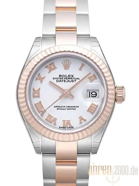 Rolex Datejust 28 Stahl Everose‑Gold 279171 Weiß Römisch