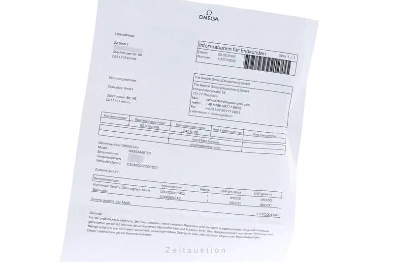 Omega Speedmaster chronograph steel automatic men's watch 324.30.38.50.01.001 LP: 6100EUR [2401082]