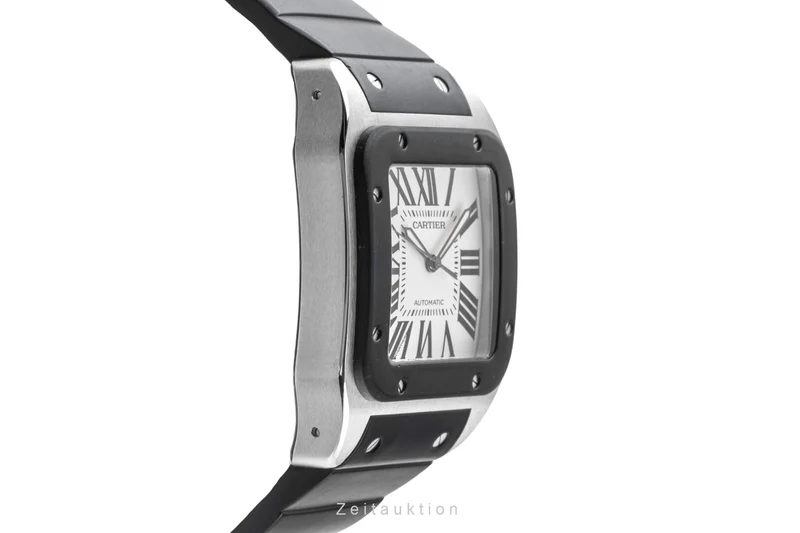 Cartier Santos 100 Steel / rubber automatic men's watch W20121U2, 2656 [2403311]