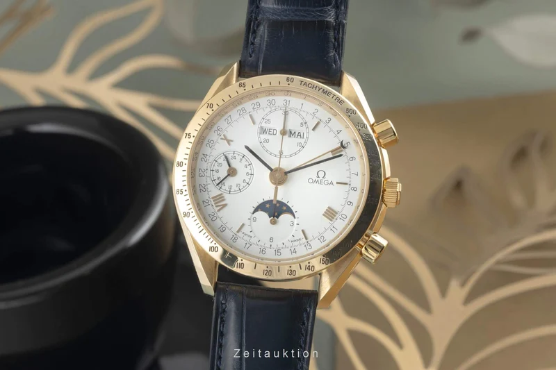 Omega Speedmaster chronograph 18 ct gold automatic men's watch 3131.20 LP: 21300EUR [2401943]